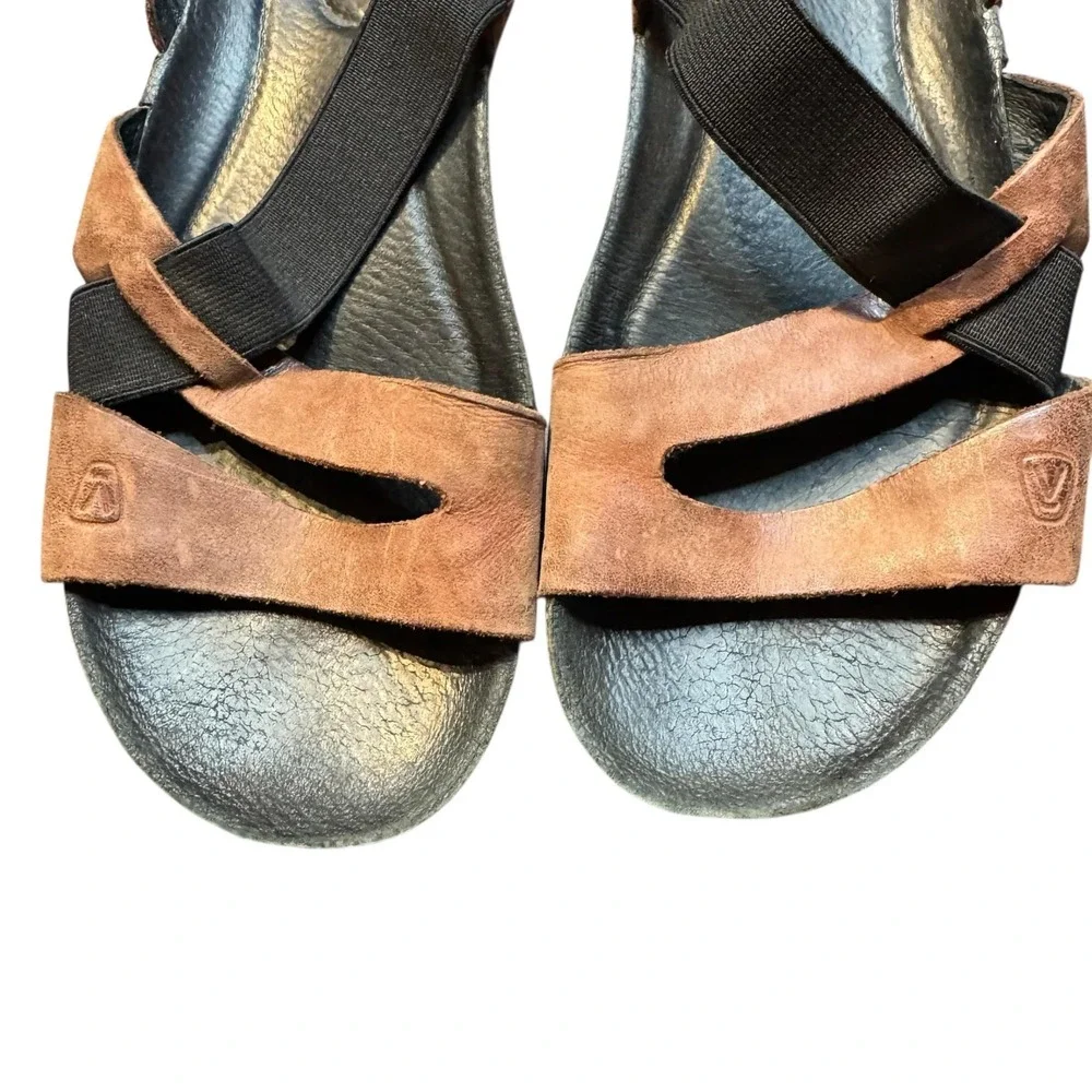 KEEN Sandals Womens Size 7 Brown Leather Slingback‎ Strappy Elastic Cork Footbed